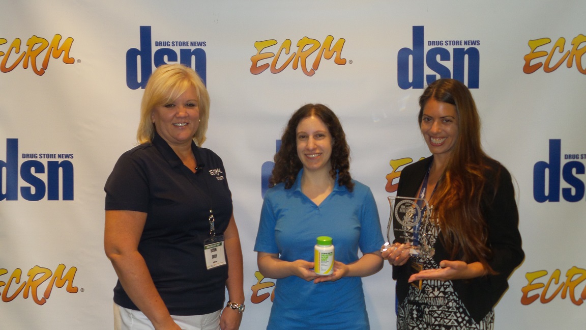 ECRM’s Judy Ard with New Product Award finalist Beautiful Nutrition’s Elyse Kantrowitz and Tara Mattera