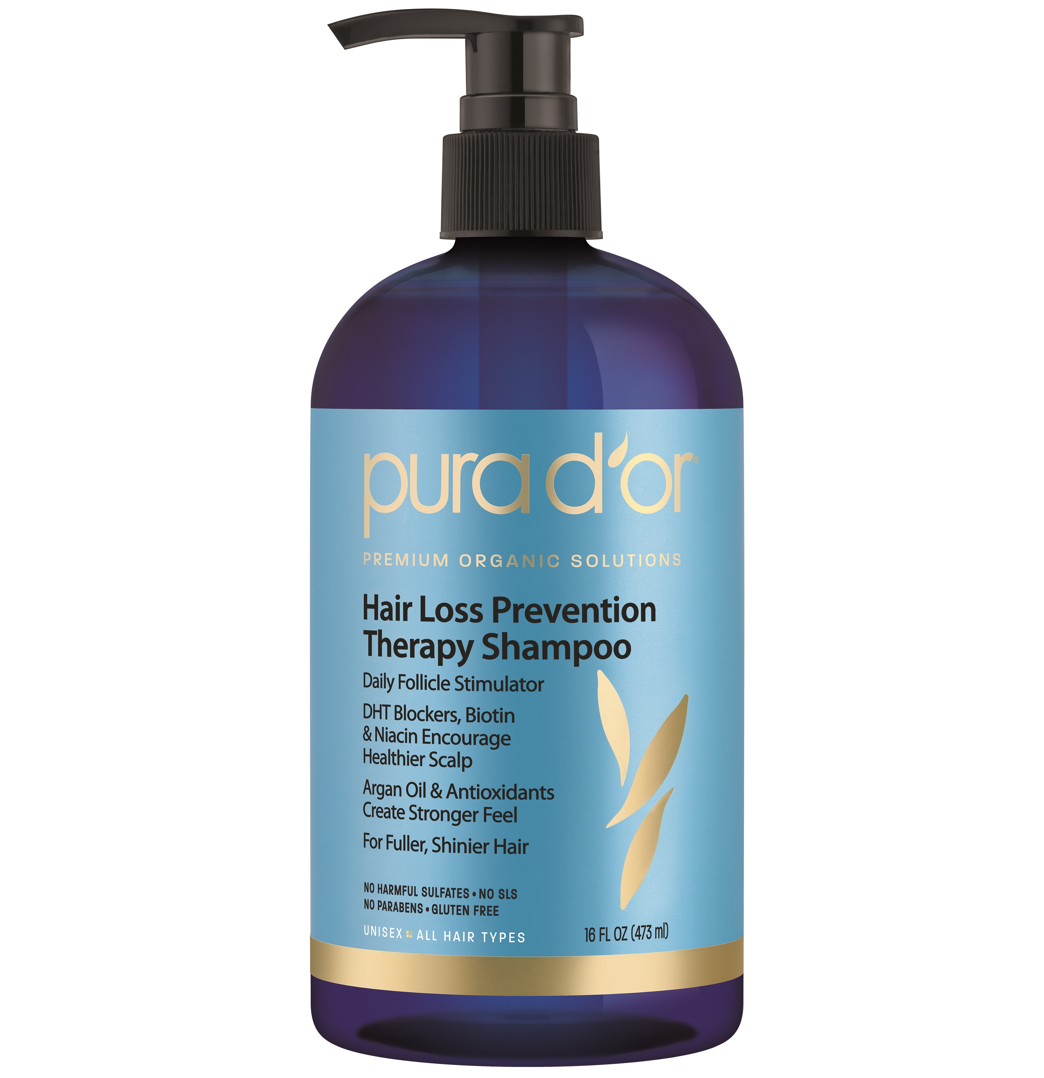 PURA D'OR Hair Loss Prevention Therapy Shampoo, 16 fl oz.