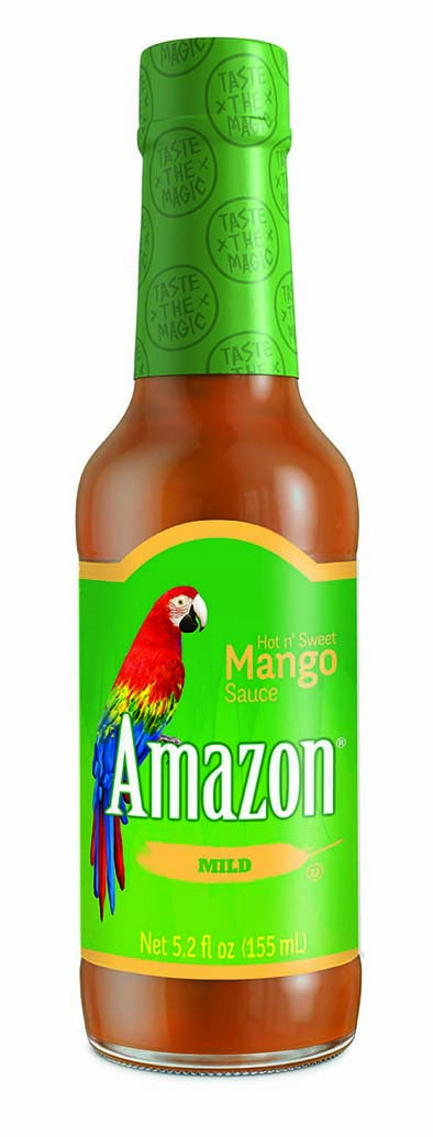 Mango Amazon Hot Sauce with a magical blend, delicious pungent and sweet flavor by Colombina Candy Co., Inc.